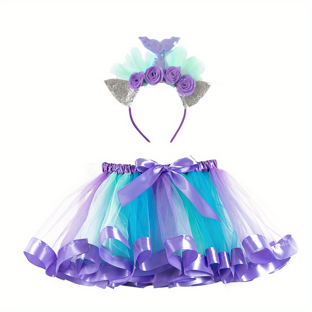 Baby Tutu Skirt - 여아용 인어공주 헤어밴드 메쉬 튀튀 스커트