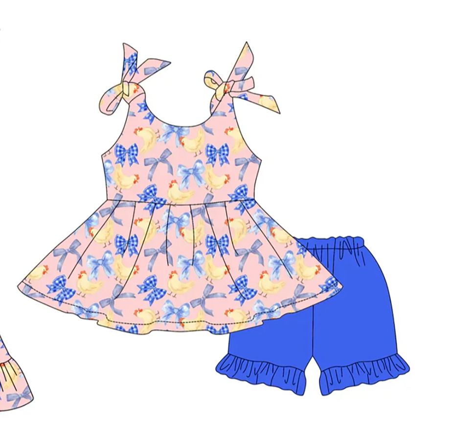 Baby Clothing Yellow - 여름용 작은 노란 오리 리본 프린트