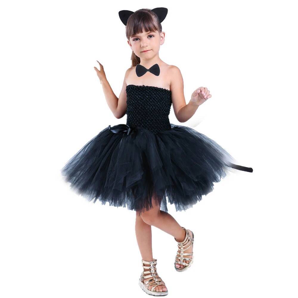 Baby Tutu Skirt - 귀여운 검은 고양이 투투 드레스 아기
