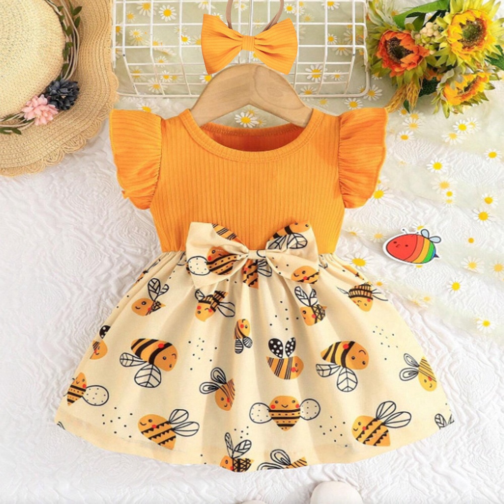귀여운 꿀벌 어린이 민소매 및 활 머리띠, 0-3 세  - Baby Clothing Yellow 리뷰 및 가격