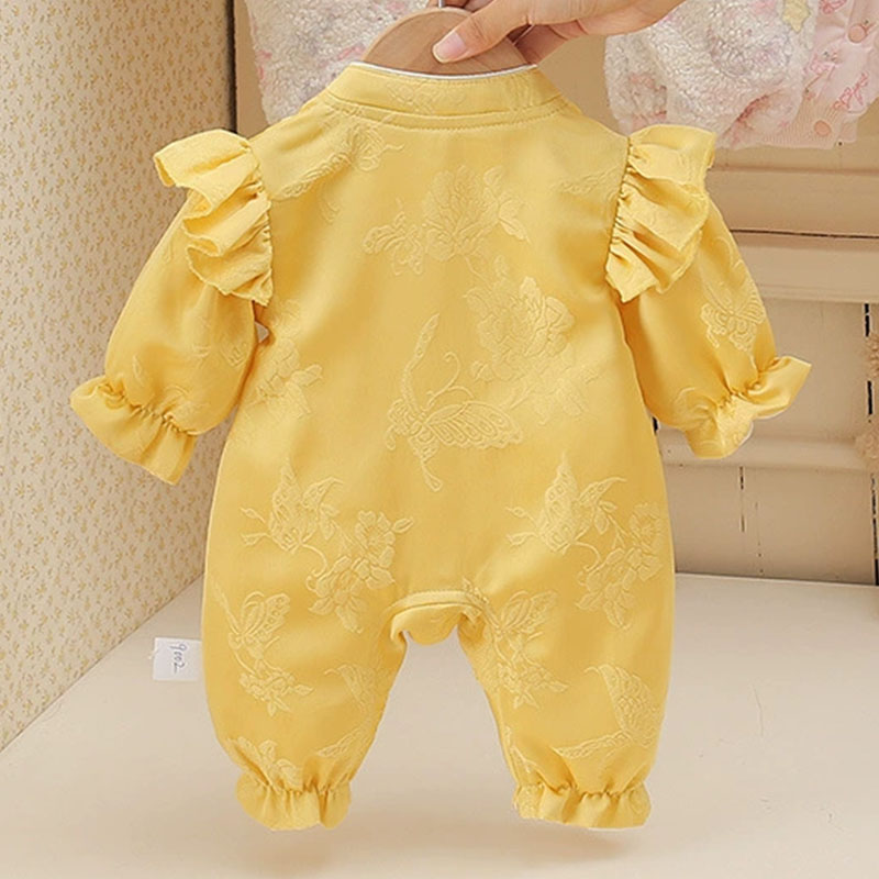 봄 가을 유아 소녀 옷 중국 스타일 귀여운 꽃 노란색  - Baby Clothing Yellow 리뷰 및 가격