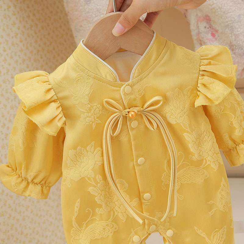 봄 가을 유아 소녀 옷 중국 스타일 귀여운 꽃 노란색  - Baby Clothing Yellow 리뷰 및 가격