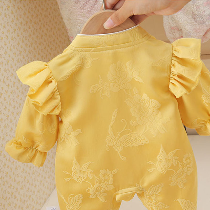 봄 가을 유아 소녀 옷 중국 스타일 귀여운 꽃 노란색  - Baby Clothing Yellow 리뷰 및 가격