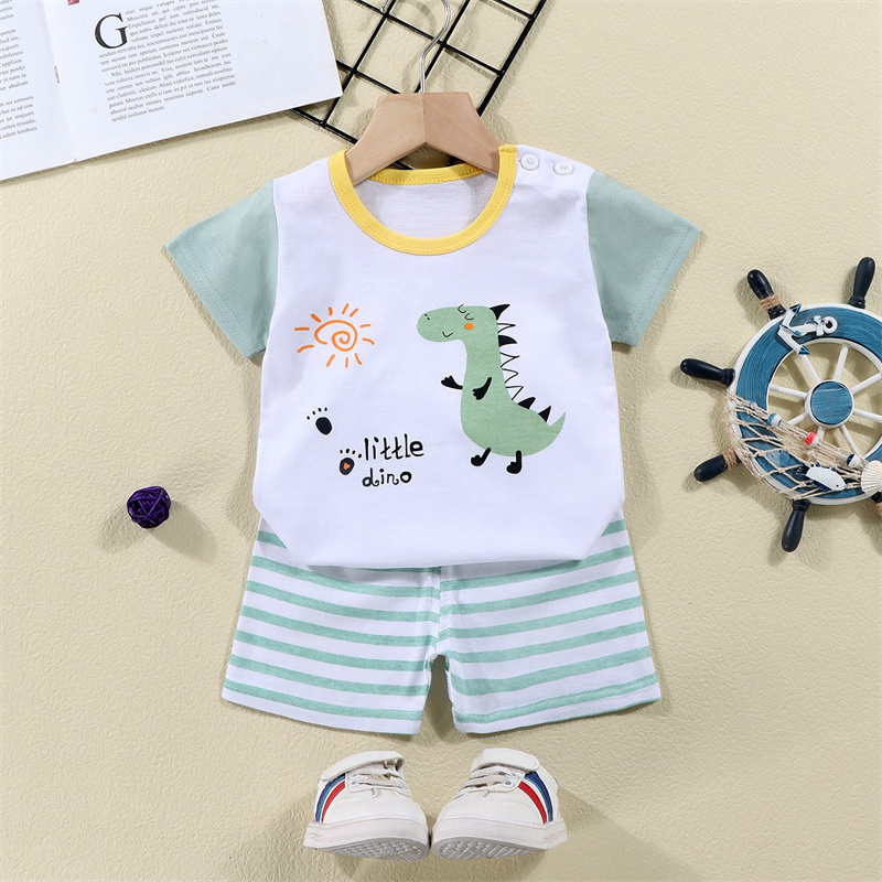 코튼 티셔츠 + 반바지 2 피스 운동복 세트 어린이 만 - Baby Clothing Deals 리뷰 및 가격