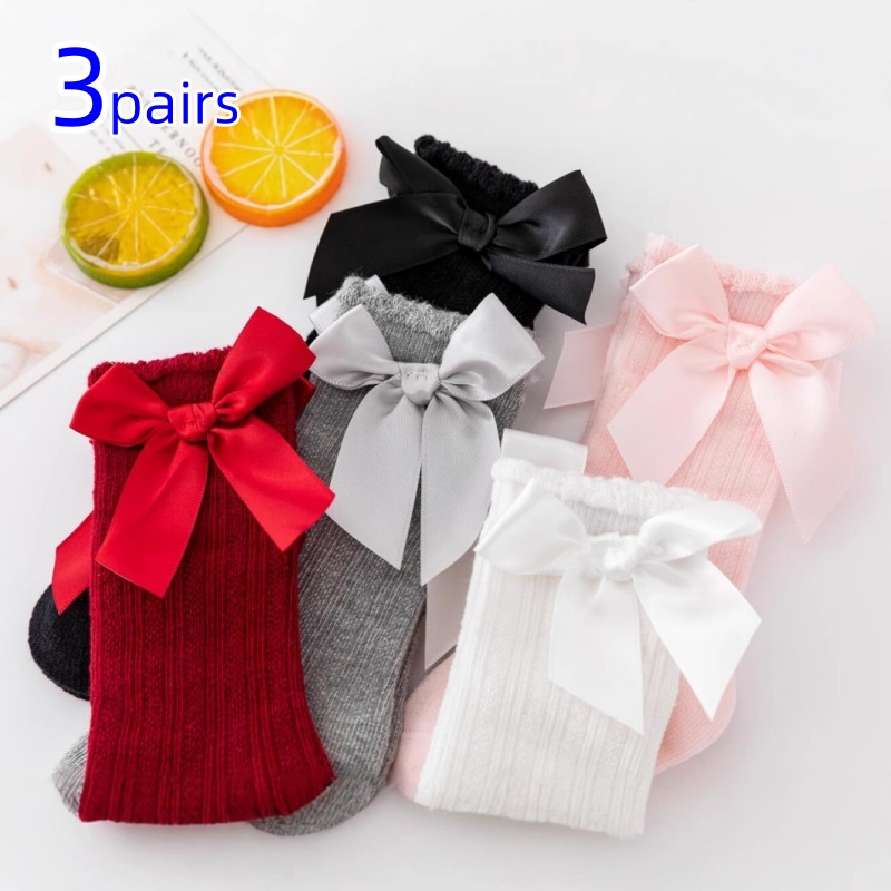 3 짝/대/세트 아기 소녀 양말 큰 활 무릎 높은 어린 - Toddler Sock Set 리뷰 및 가격
