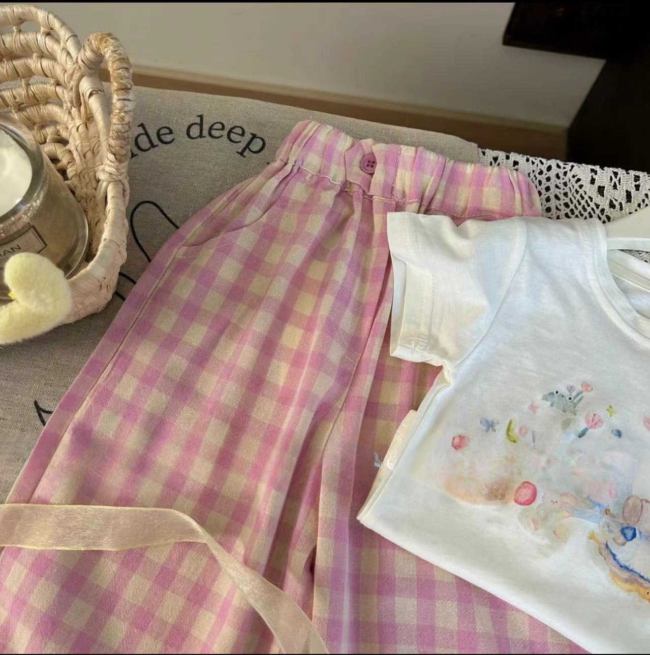 아동 의류 세트 동물 프린트 반팔 탑 + 격자 무늬 와 - Baby Girl Clothing Zara 리뷰 및 가격