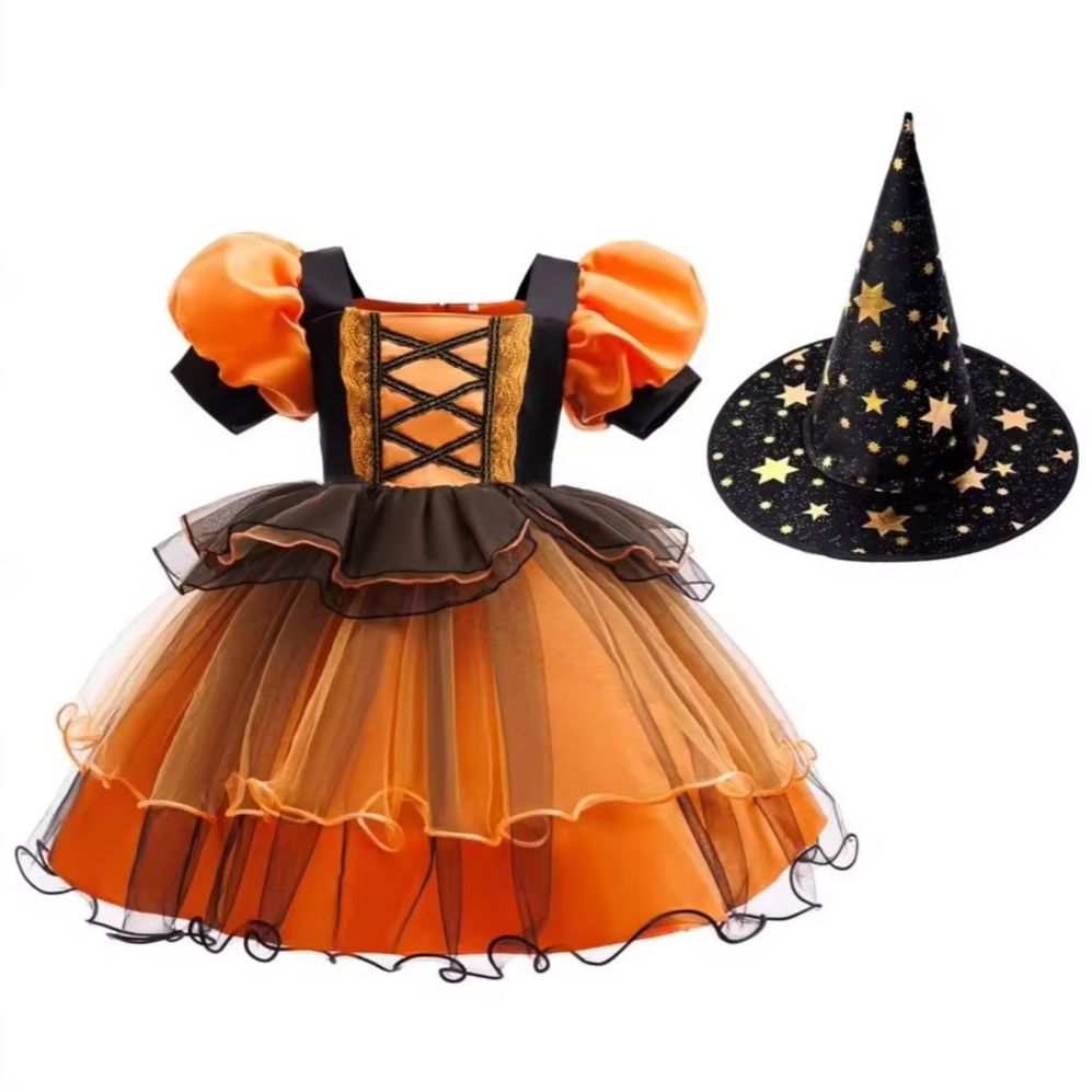 여자 할로윈 마녀 의상 퍼프 슬리브 오렌지 블랙 레이어 - Baby Tutu Skirt 리뷰 및 가격