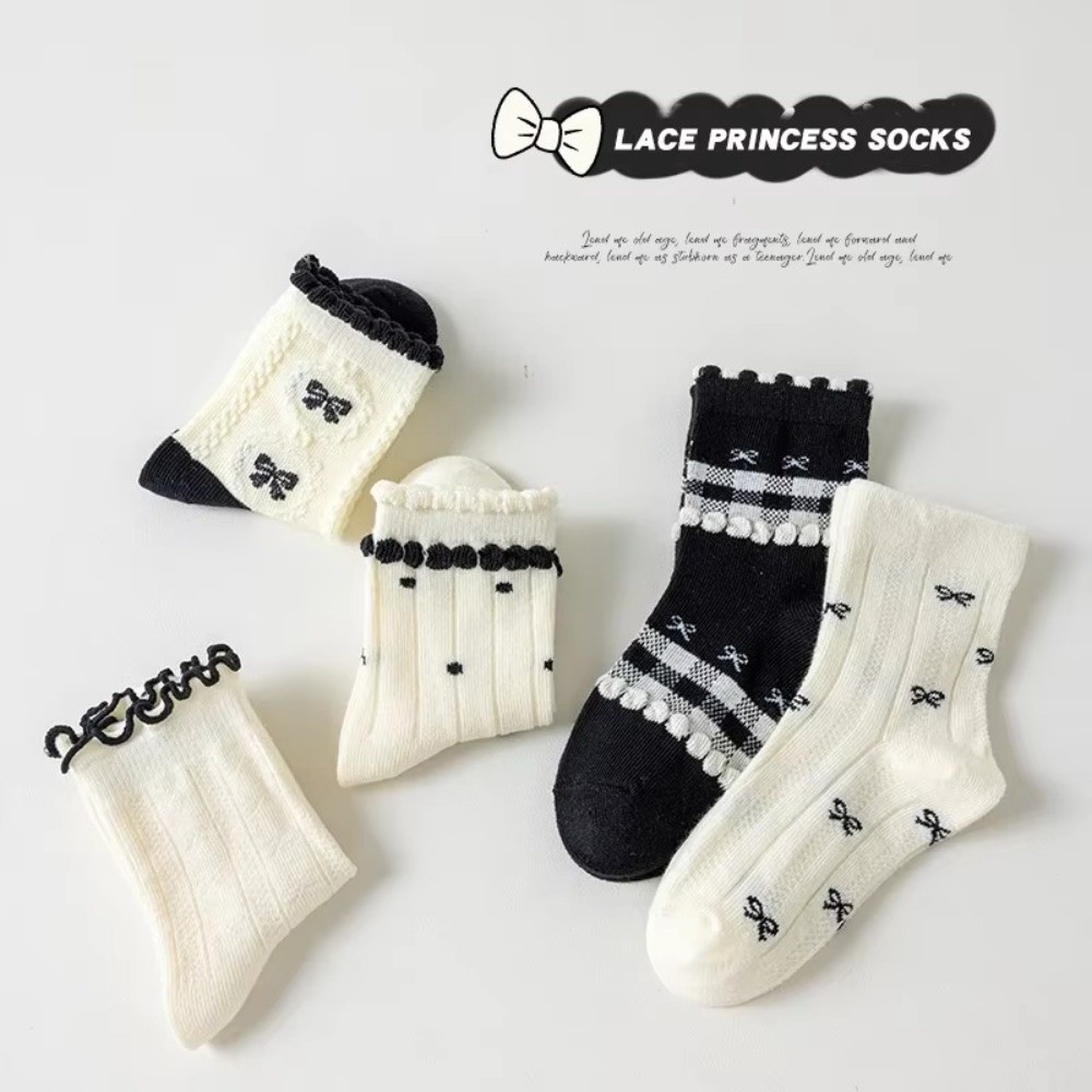 5켤레 세트 면 크루삭스 물방울 무늬 프릴 리본 양말  - Toddler Sock Set 리뷰 및 가격