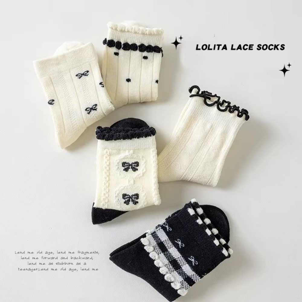 5켤레 세트 면 크루삭스 물방울 무늬 프릴 리본 양말  - Toddler Sock Set 리뷰 및 가격