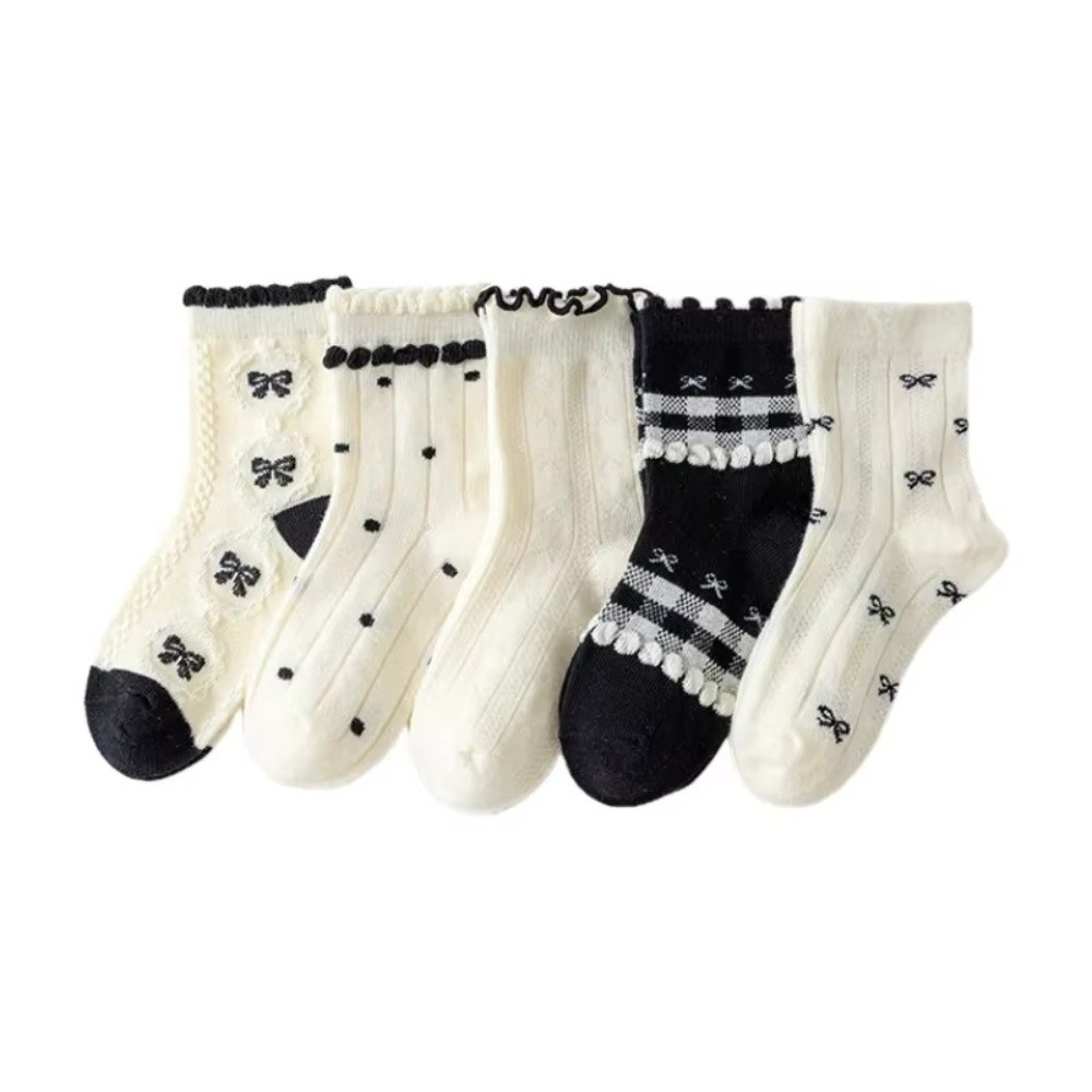 5켤레 세트 면 크루삭스 물방울 무늬 프릴 리본 양말  - Toddler Sock Set 리뷰 및 가격
