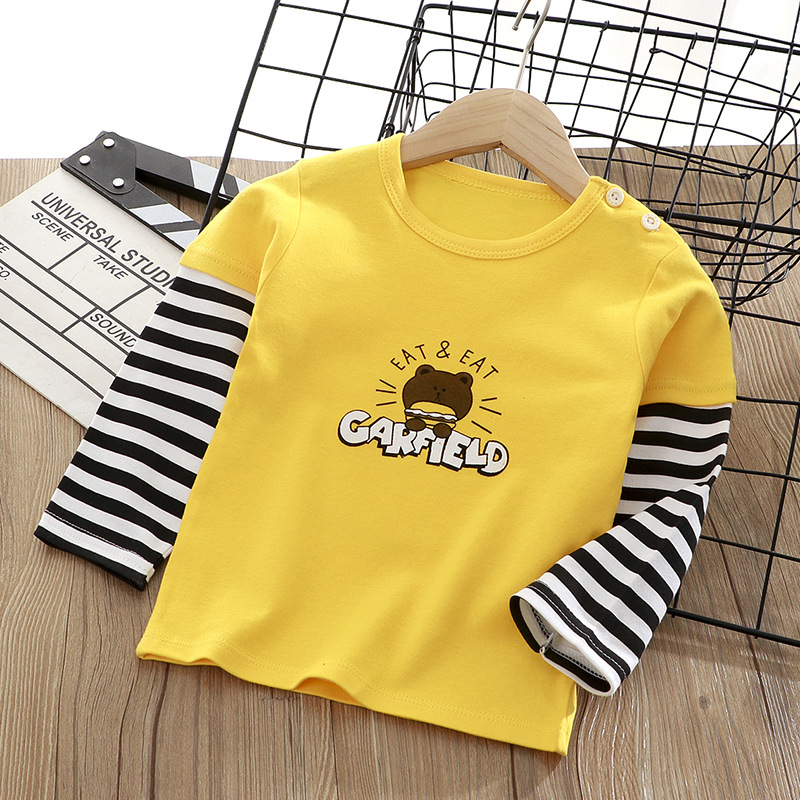 봄 가을 긴팔 면 티셔츠 어린이용 만화 귀엽고 편안한  - Baby Clothing Yellow 리뷰 및 가격