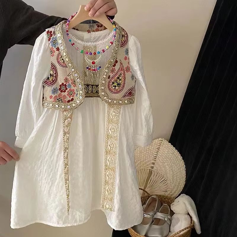 여아용 원피스 세트, 민족 스타일 원피스, 프린트 조끼 - Baby Girl Clothing Zara 리뷰 및 가격
