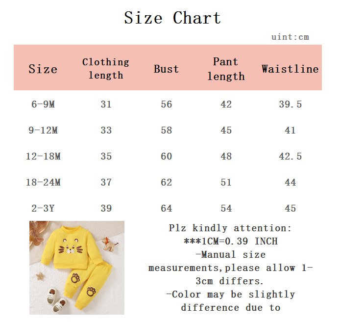 0-3세 남아 긴팔 노란색 의류 세트 귀여운 사자 무늬 - Baby Clothing Yellow 리뷰 및 가격
